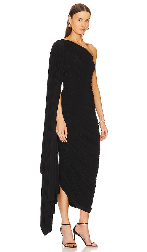 Shop Norma Kamali Diana Gown W/ Sleeve In Black