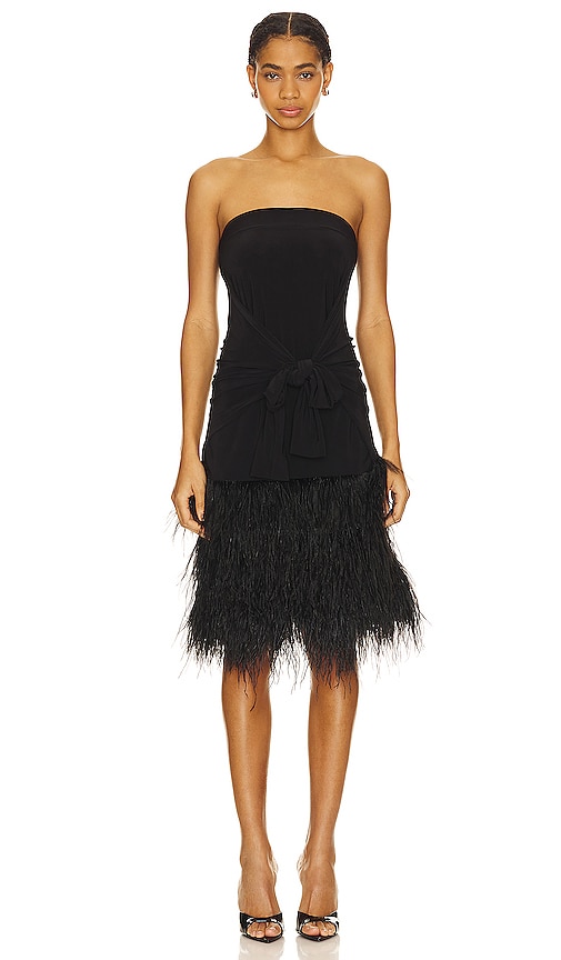 Norma Kamali Feather All In One Mini Dress in Black REVOLVE