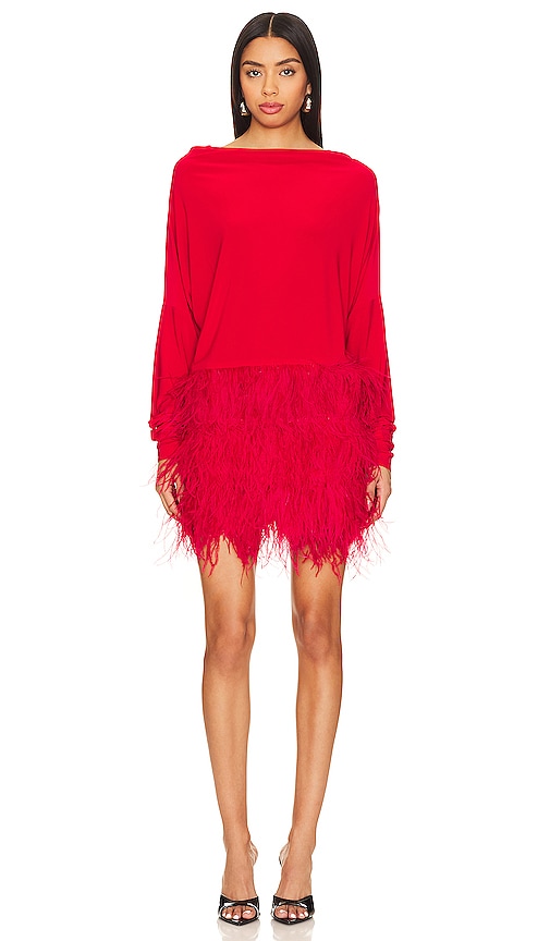 Shop Norma Kamali Feather All In Red