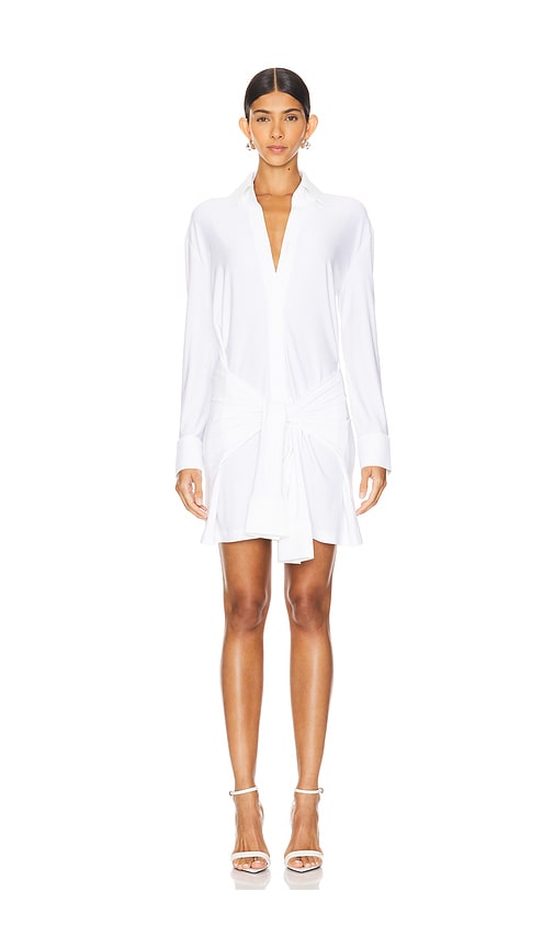 Norma Kamali Four Sleeve Shirt Mini Dress in Snow White