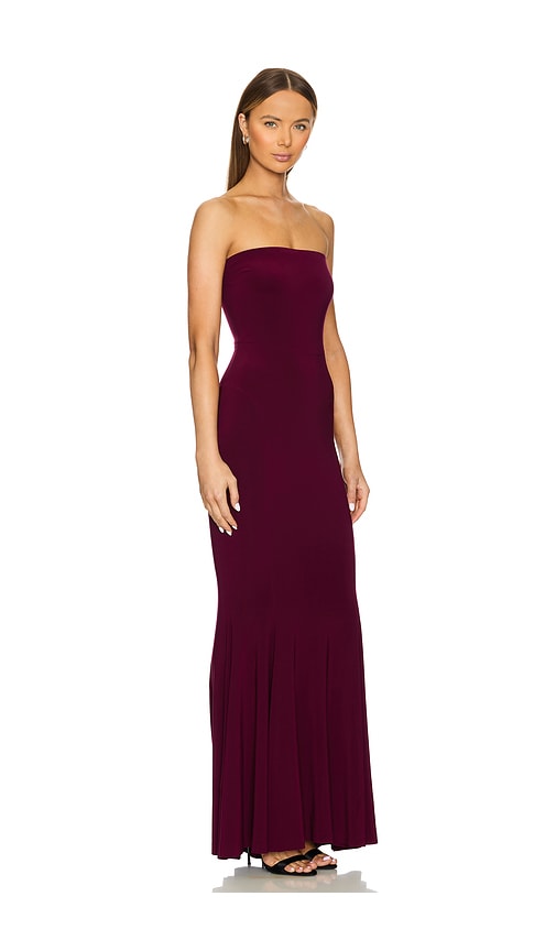 Norma Kamali X Revolve Strapless Fishtail Gown In Plum