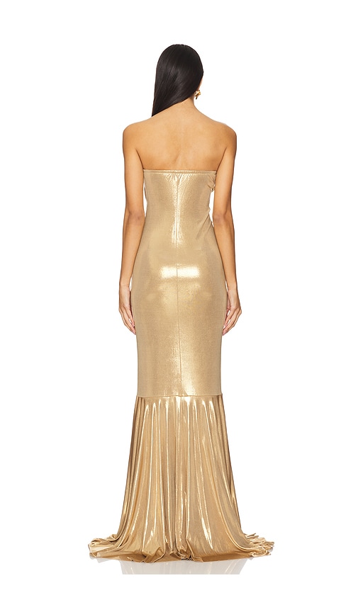  Norma Kamali Trägerloses Abendkleid Mit Raffung Vorn Und Fishtail-saum In Metallic Gold. Größe Xs. Also In S, M, L, Xl, Xxs. 