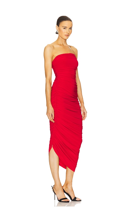 Norma Kamali Strapless Diana Gown In Tiger Red