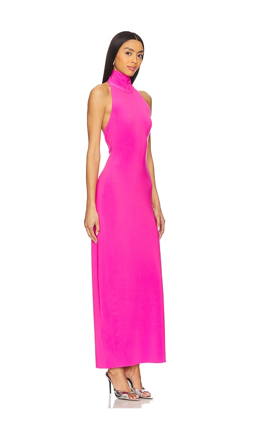 Norma Kamali X Revolve Halter Turtleneck Side Slit Gown In 淡紫粉色