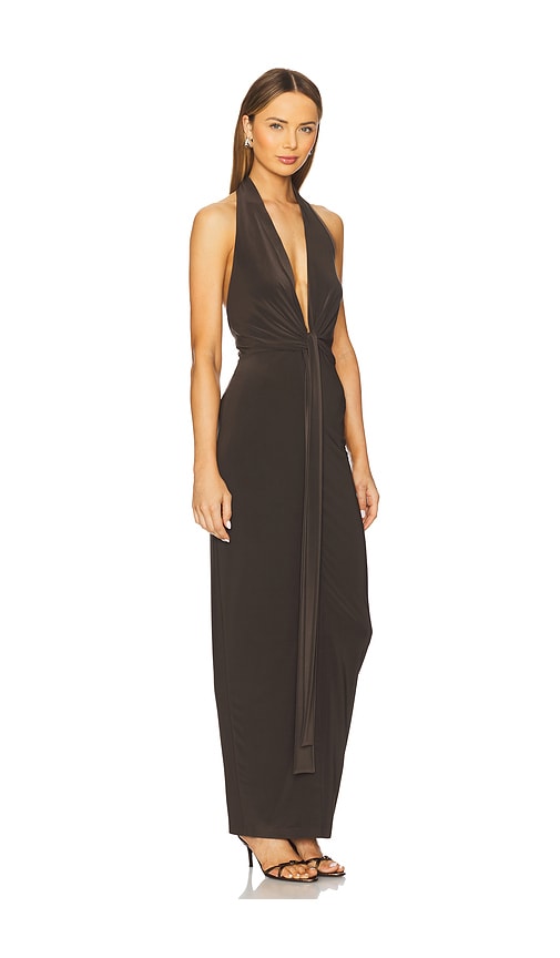  Norma Kamali Nackenträger-abendkleid Mit Bindeverschluss Vorn In Chocolate. Größe S. Also In Xs, M, Xl. 