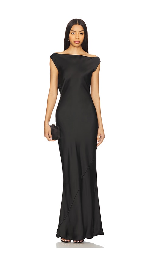 Shop Norma Kamali Sleeveless Low Back Drape Gown In Black
