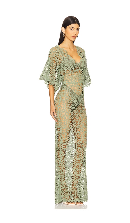 Shop Norma Kamali Obie Gown In Vintage Green