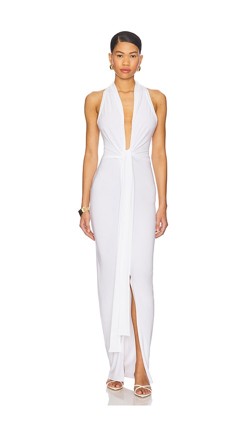 NORMA KAMALI TIE FRONT HALTER GOWN