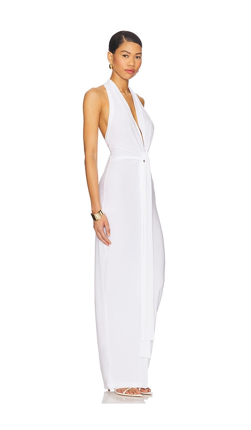 NORMA KAMALI TIE FRONT HALTER GOWN