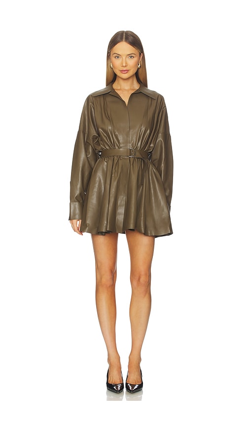 Norma Kamali Super Oversized Boyfriend Shirt Flared Mini Dress