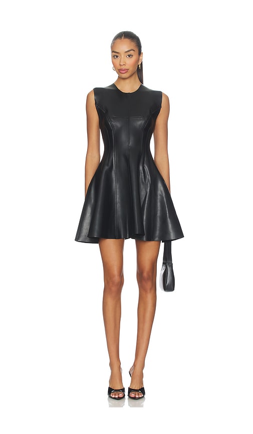 Norma Kamali Grace Paneled Vegan Mini Dress In Black