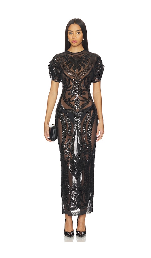 Norma Kamali Cap Sleeve Long Dress In Black