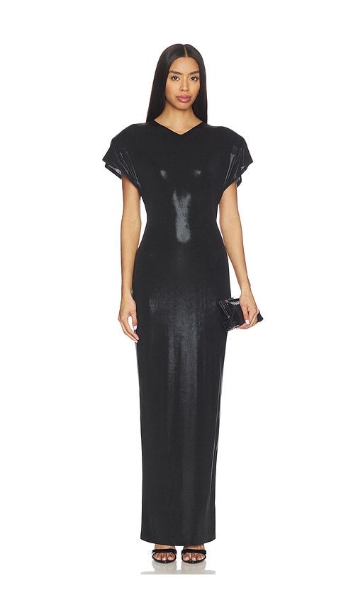 Norma Kamali Cap Sleeve Shoulder Pad Long Dress