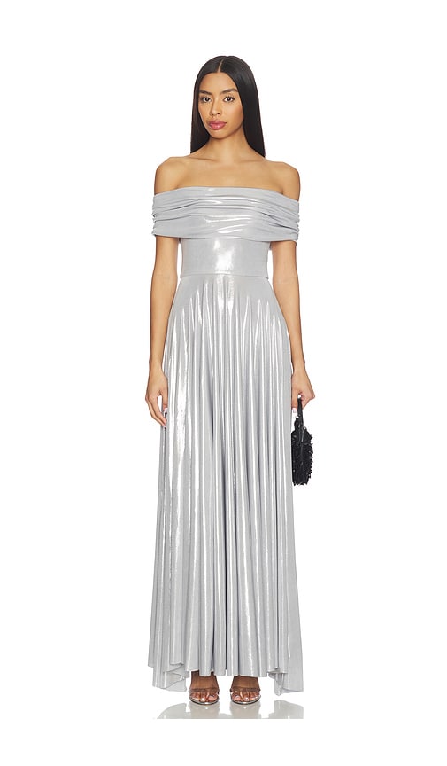 Norma Kamali Sleeveless Cowl Neck Flared Gown