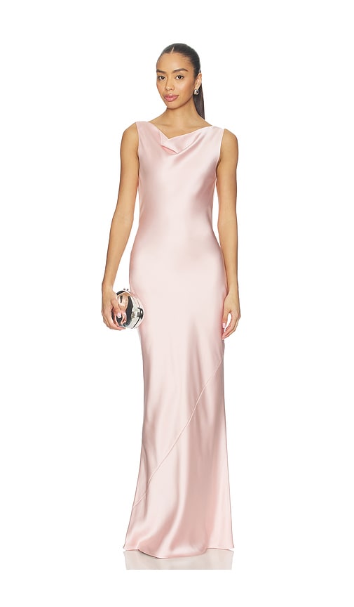  Norma Kamali Vestido Largo Sleeveless Low Back Drape En Color Rosado Talla L  (también En M, S, Xl, Xs). 