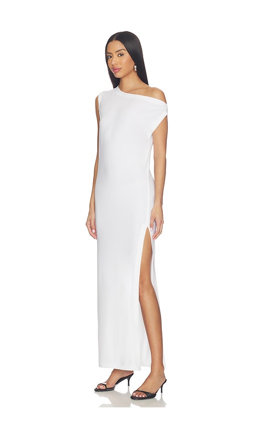  Norma Kamali Vestido Drop Shoulder Long With Side Slit En Color Blanco Talla L  (también En M, S, Xs, Xxs). 