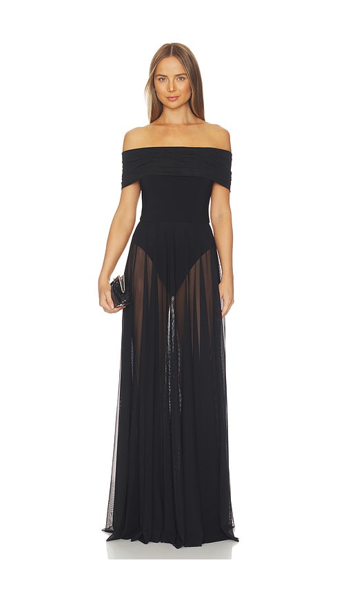 Sleeveless Cowl Neck Combo Flared Gown