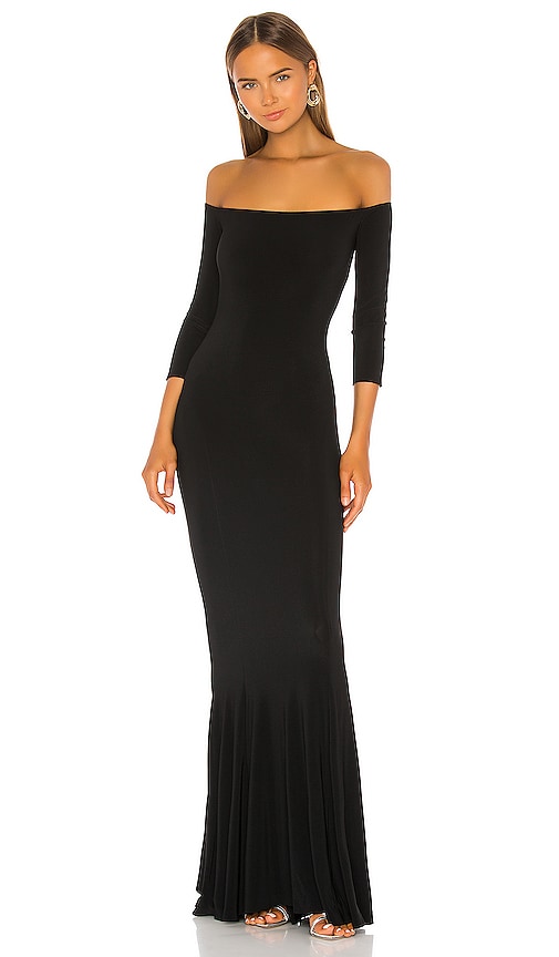 Norma Kamali Off the Shoulder Fishtail Gown in Black | REVOLVE