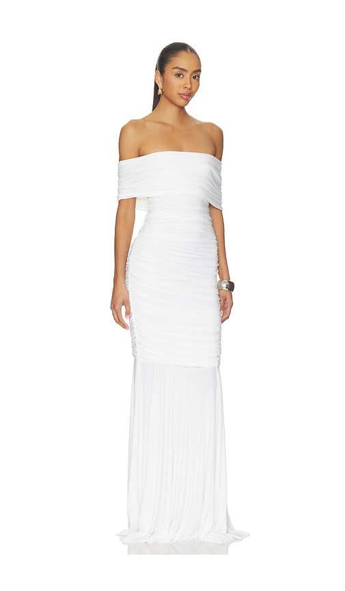  Norma Kamali Sleeveless Cowl Neck Side Shirred Fishtail Gown En White. Taille L. Also En M, S, Xs, Xxs. 
