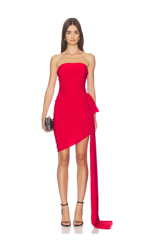 Norma Kamali Strapless Diana Mini Dress With Bow in Red. - size XXS (also in XS, S, M, L, XL)