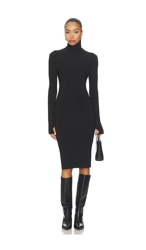 Long Sleeve Turtleneck Dress by Norma Kamali in Black