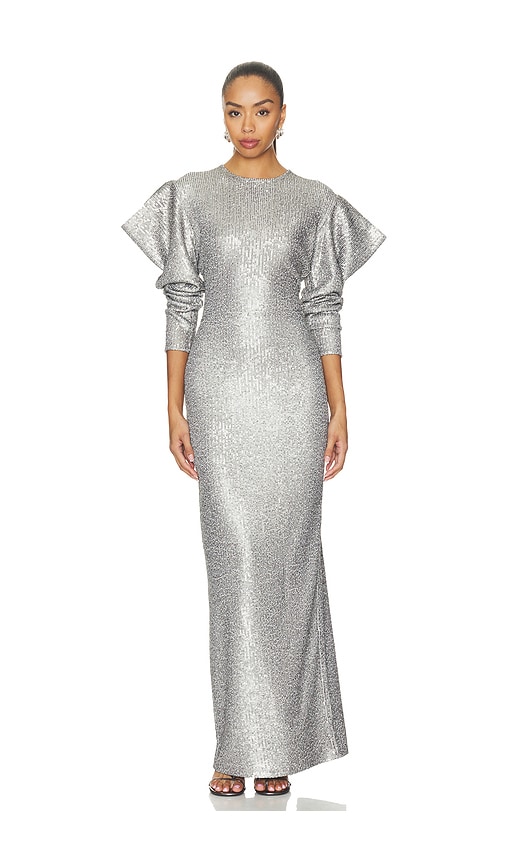 Wing Sleeve Gown by Norma Kamali in Medium Grey