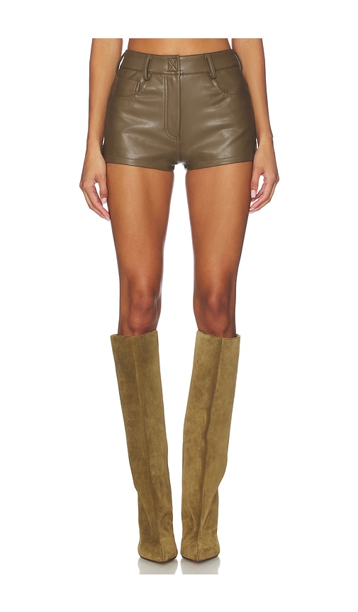 Norma Kamali High Waist Jean Short In Brown