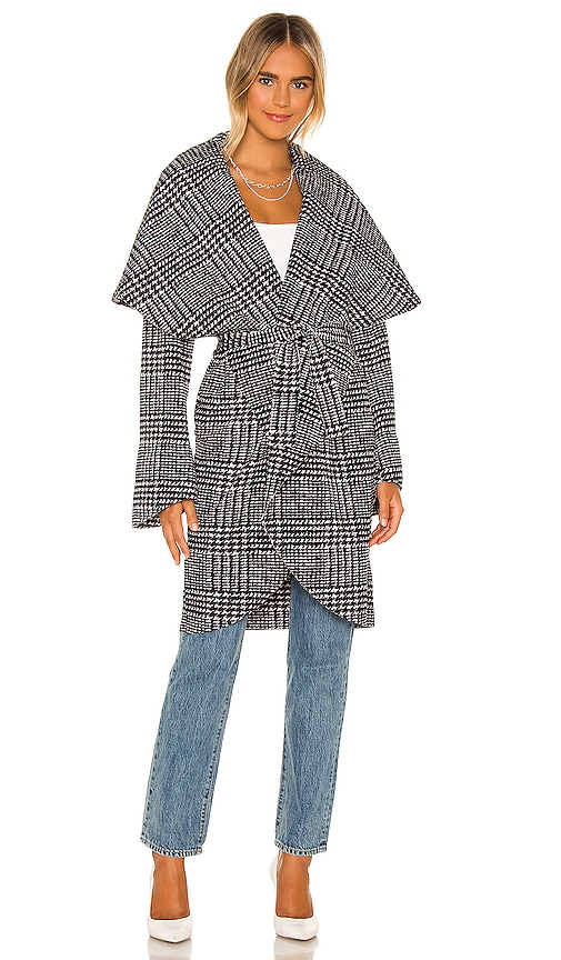 Norma Kamali Shawl Collar Coat in Large Glenn Plaid | REVOLVE