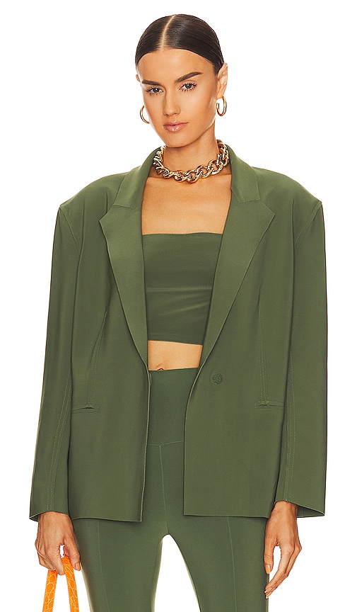 Norma Kamali Single Breasted Straight Fit Blazer Jacket In Celadon