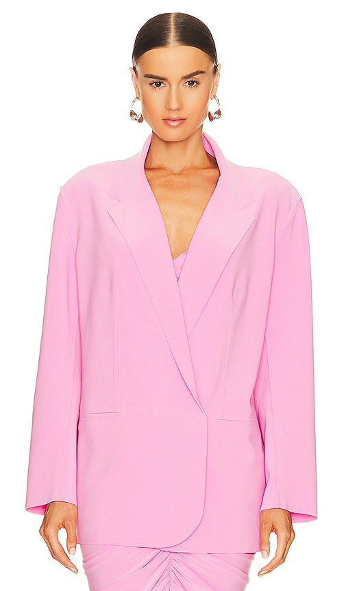 Shop Norma Kamali Oversized Double Breasted Jacket In Pink