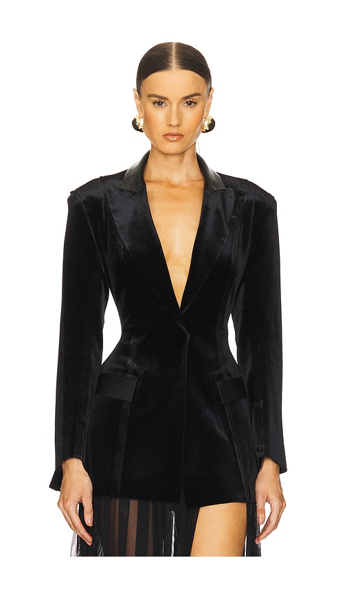 Norma Kamali Single Breasted Boy Fit Riding Jacket in Black