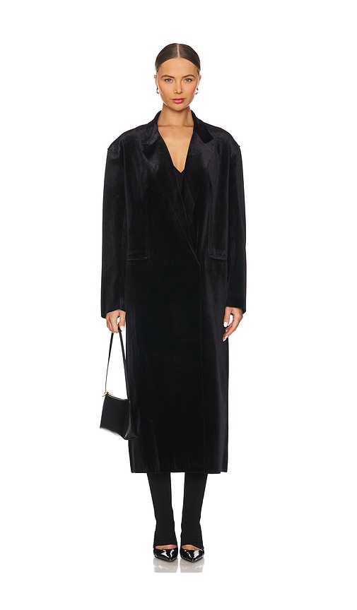 Norma Kamali Velvet Coat In Black