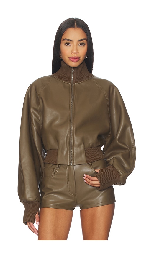 Norma Kamali Oversized Turtleneck Bomber Jacket To Waist In Brown