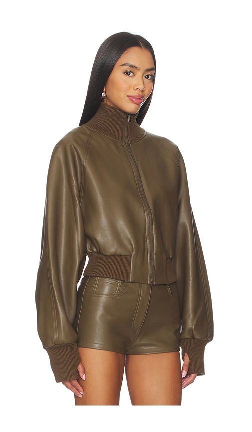 Norma Kamali Oversized Turtleneck Bomber Jacket To Waist In Brown