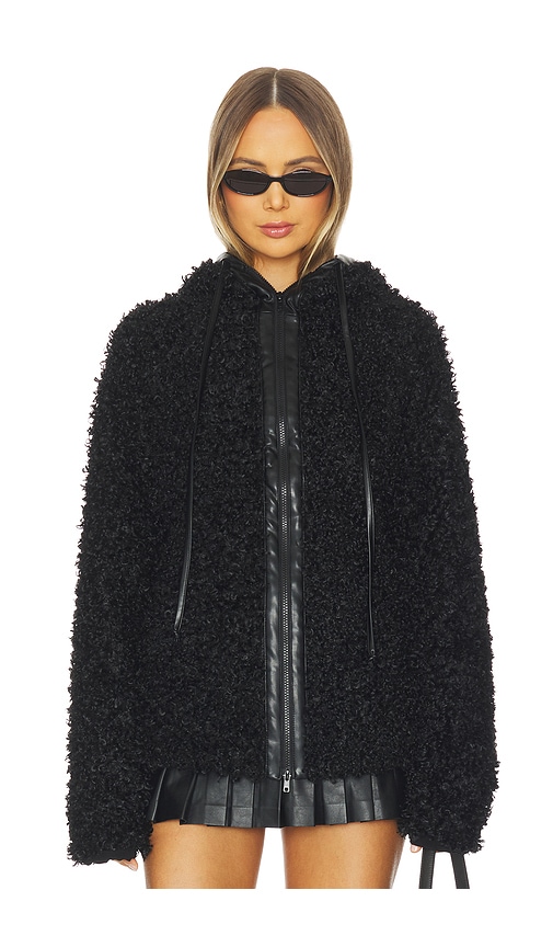Norma Kamali Oversized Raglan Sleeve Zip Front Hooded Jacket In Black