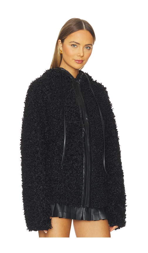 Norma Kamali Oversized Raglan Sleeve Zip Front Hooded Jacket In Black