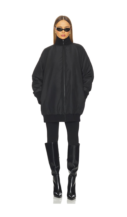 Norma Kamali Oversized Turtleneck Bomber Jacket Above The Knee In Blue