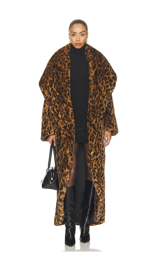 Shawl Collar Maxi Coat by Norma Kamali in Spotted Animal