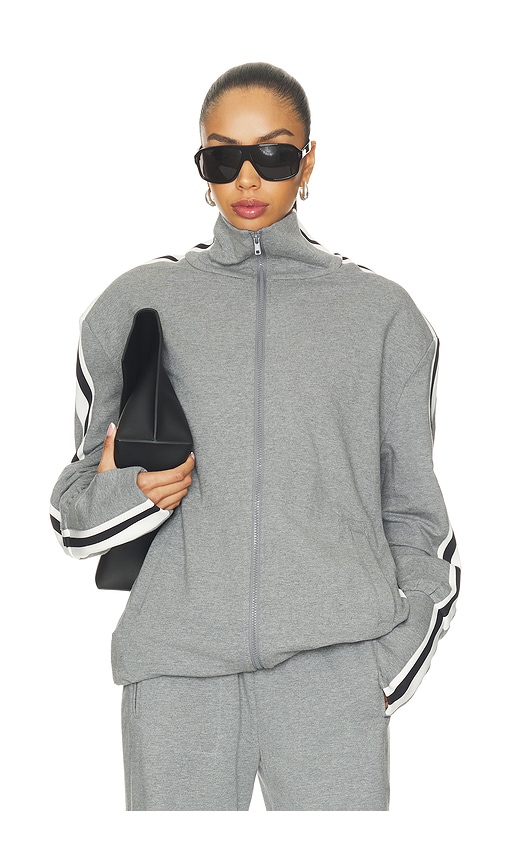 Oversized Side Stripe Turtle Jacket by Norma Kamali in Medium Heather Grey