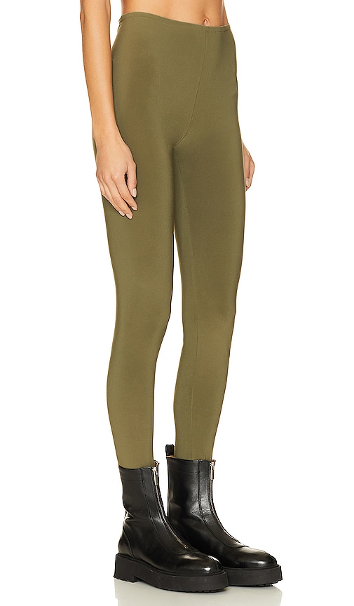 Shop Norma Kamali Legging With Footsie In Military