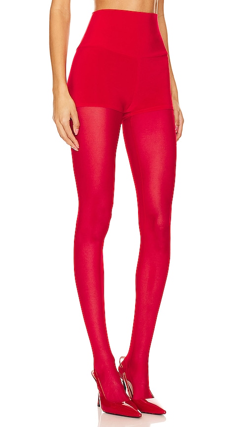 Shop Norma Kamali X Revolve Legging Mesh Bottom Footsie In Red