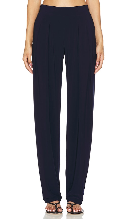 パンツ NORMA KAMALI Women Straight Pants KK1267PL019012 BLUE SINGLE BREASTED STRAIGHT LEG JUMPSUIT – True Navy Pinstripe