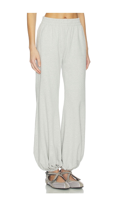 Norma Kamali Boyfriend Puff Jog Sweatpants Light Heather Grey In White