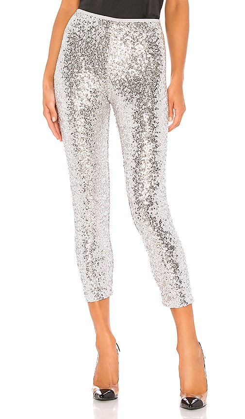 Norma Kamali Overlapping Sequin Legging in Silver