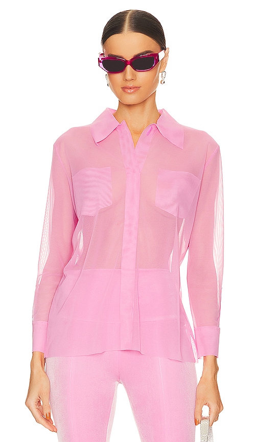 Norma Kamali Shirt With Faux Pockets In Candy Pink