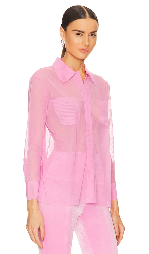 Shop Norma Kamali Shirt With Faux Pockets In Pink