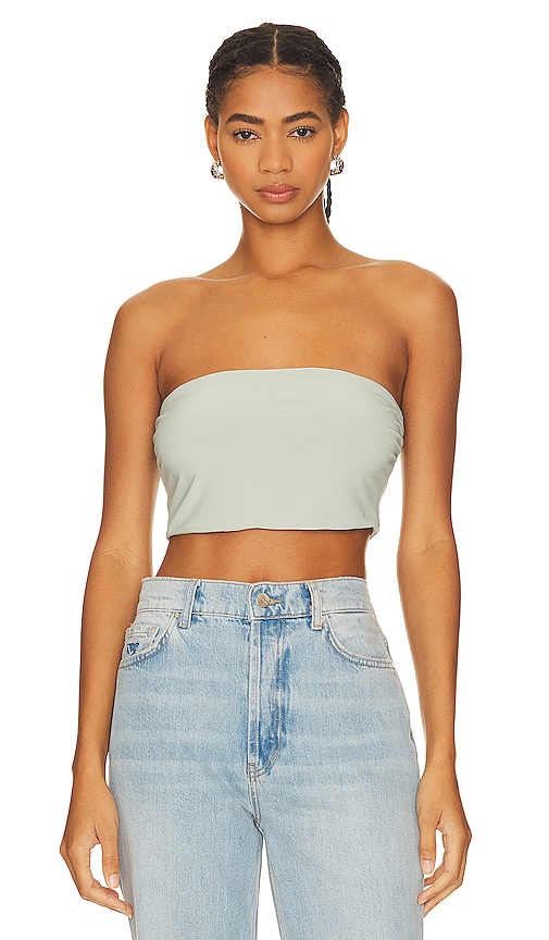 Norma Kamali Strapless Cropped Top In Sage