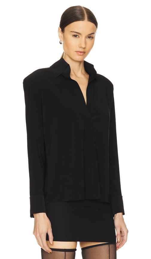 Shop Norma Kamali Shirt With Shoulder Pads In Black