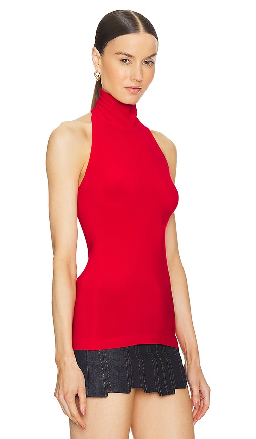 Shop Norma Kamali X Revolve Halter Turtleneck Top In Tiger Red