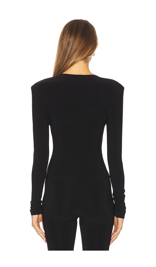  Norma Kamali Langärmliges Oberteil Mit Schulterpolstern Und V-ausschnitt In Black. Größe S. Also In Xs, M, L. 